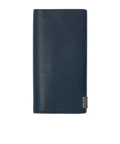 Burberry B-cut Leather Wallet In Blue