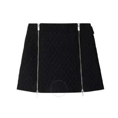 Burberry B-cut Quilted Mini Skirt In Black