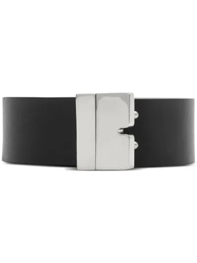 Burberry Reversible Leather B Cut Belt In Black