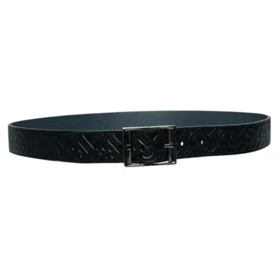 Pre-owned Burberry , B Embossed Leather Belt In Black