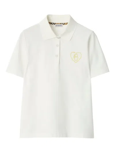 Burberry B Heart-logo Cotton Polo Shirt In White