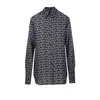 Burberry B Logo Silk Shirt In Silver Tone/black