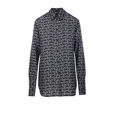 Burberry B Jacquard Classic Collar Silk Shirt In Multi