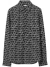 Burberry Printed Silk Oversize Shirt In Black