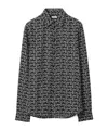 Burberry Long Sleeve Shirt With All-over Monogram Print In Black