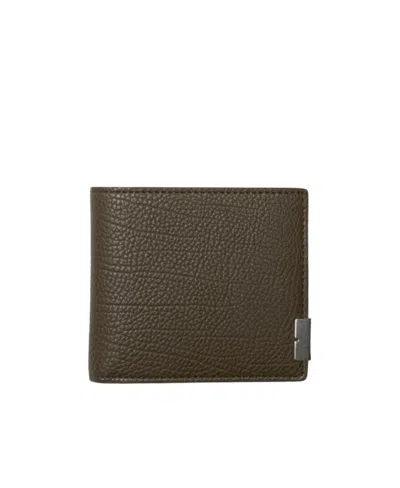 Burberry B-plaque Leather Bi-fold Wallet In Green