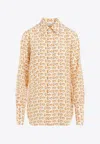 Burberry B-closure Print Silk Poplin Shirt In Gold