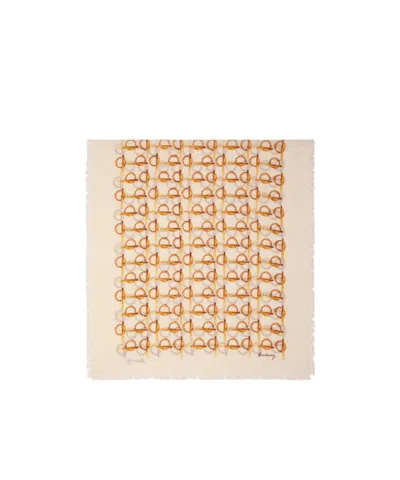 Burberry B-print Wool Scarf In Nude