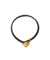 Burberry Leather B Shield Bracelet In Gold/military Green
