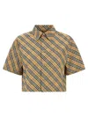 Burberry Cropped Check Cotton Shirt In Brown
