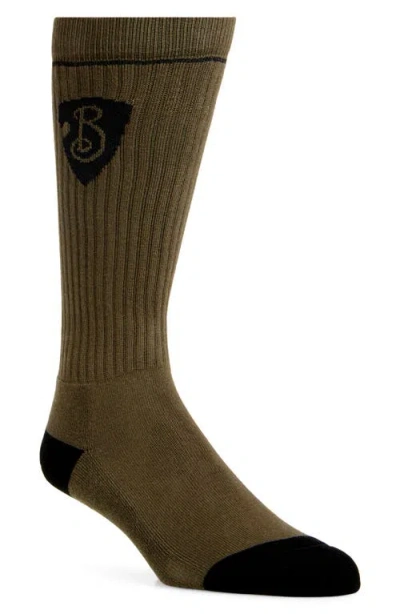 Burberry B Shield Crew Socks In Swamp