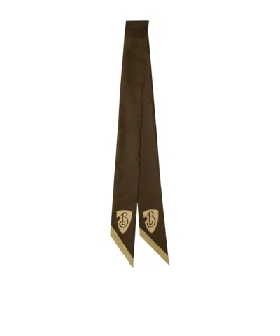 Burberry B Shield Narrow Scarf In Green