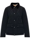 Burberry Women 'oldham' Black Quilted Jacket With Corduroy Collar In Tech Fabric Woman In Schwarz