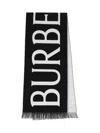 Burberry Black And White Wool Reversible Scarf