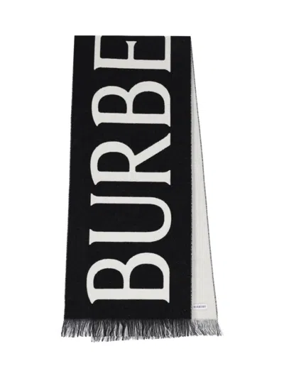 BURBERRY BURBERRY "B SHIELD" REVERSIBLE SCARF – BLACK