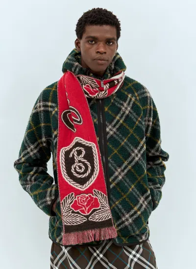 Burberry B Shield Jacquard Scarf In Red