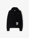 Burberry B Shield Wool Blend Hoodie In Black
