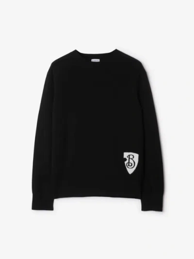 Burberry B Shield Wool Blend Sweater In Black