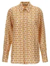 Burberry B-closure Print Silk Poplin Shirt