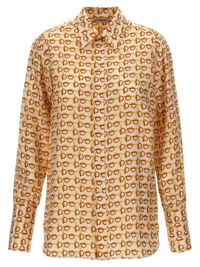 Burberry B-closure Print Silk Poplin Shirt In Multicolor