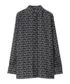 Burberry B Logo Silk Shirt In Black