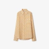 Burberry B-closure Print Silk Poplin Shirt In Gold/white
