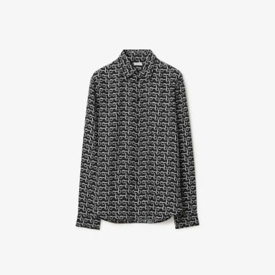 Burberry B-line Silk Shirt In Silver/black