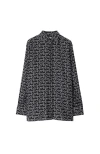 Burberry B Logo Silk Shirt In Silver/black