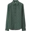 Burberry B Silk Shirt In Silver/green