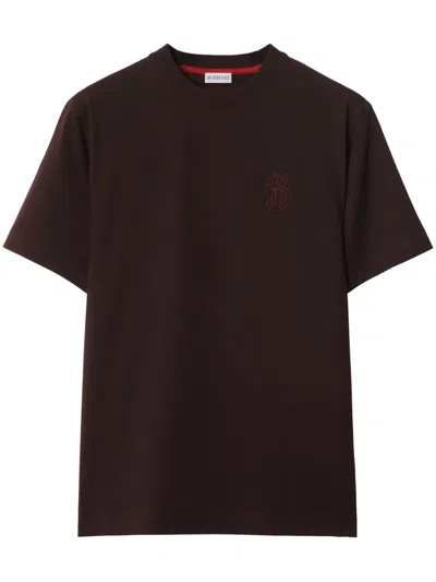 Burberry B Snake Cotton T-shirt In Peat