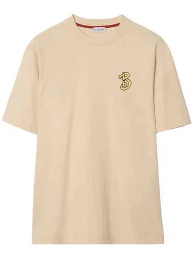 Burberry B Snake Cotton T-shirt In Nutmeg
