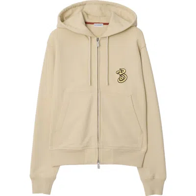 Burberry B Snake Cotton Zip Hoodie In Nutmeg