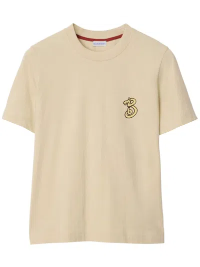 Burberry B Snake Cotton T-shirt In Nutmeg