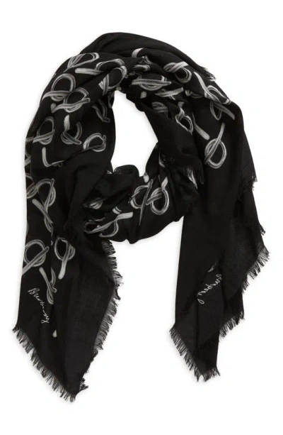 Burberry Skinny Reversible B Wool Scarf In Silver