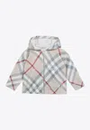 Burberry Check-pattern Zip-up Wool Hoodie In Gray