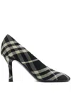 Burberry Woman Pumps Black Size 7 Textile Fibers In Multi