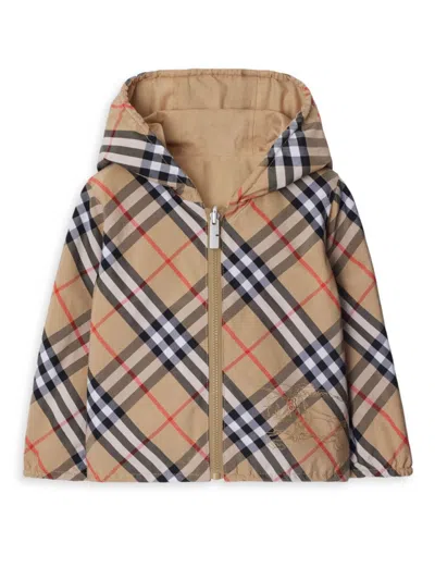 Burberry Baby's & Little Kid's Check Reversible Zip Hooded Jacket In Sand Check