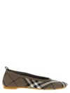 Burberry Canvas Ballerinas With Embroidered Geometric Pattern In Burgundy