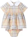 Burberry Baby Beige Check Cotton Poplin Dress In Neutral