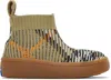 Burberry Baby Beige Check Sock Sneakers In Sand Ip Check