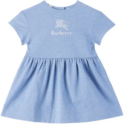 Burberry Baby Blue Embroidered Dress In Light Blue Melange