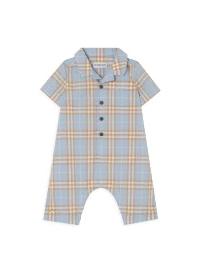 Burberry Baby Boy's Check Coveralls In Blue