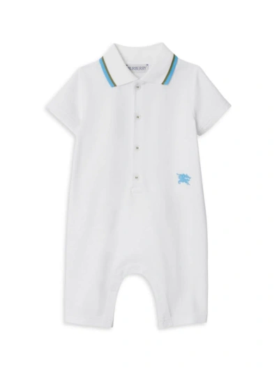 Burberry Baby Boy's Cotton Polo Playsuit In White