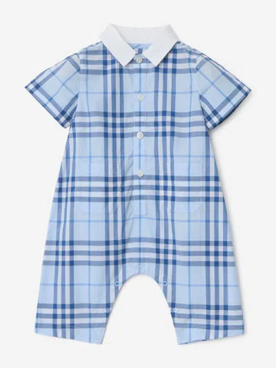 Burberry Baby Boys Andreas Check Cotton Romper In Blue