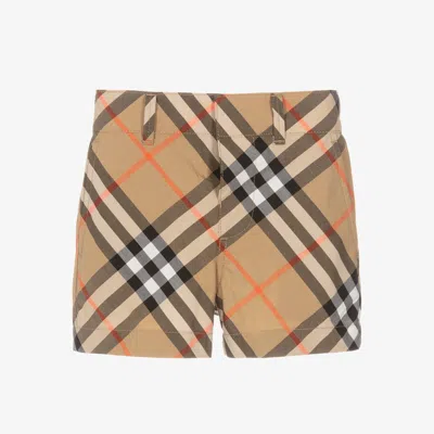Burberry Baby Boys Beige Check Cotton Shorts