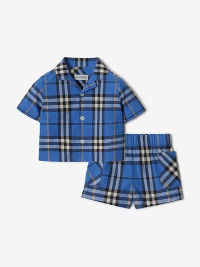Burberry Baby Boys Carey Check Short Set In Blue