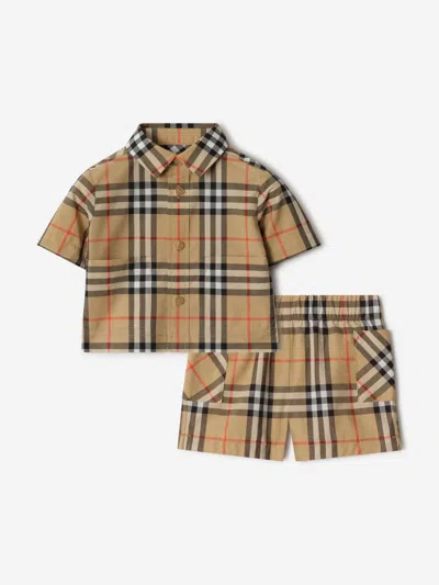 Burberry Baby Boys Carey Check Short Set In Brown