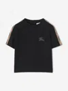 Burberry Baby Boys Cedar Check Tape T-shirt In Black