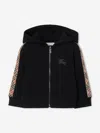 Burberry Clyde Check-print-panel Cotton-jersey Hoody 4-14 Years Black In Black