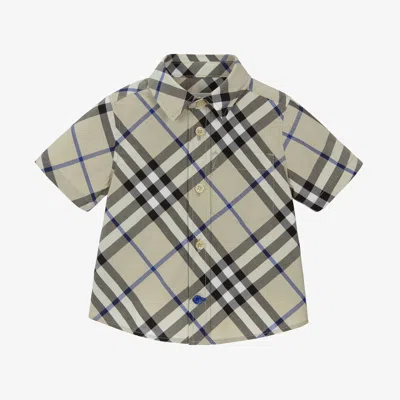 Burberry Baby Boys Grey Check Cotton Shirt